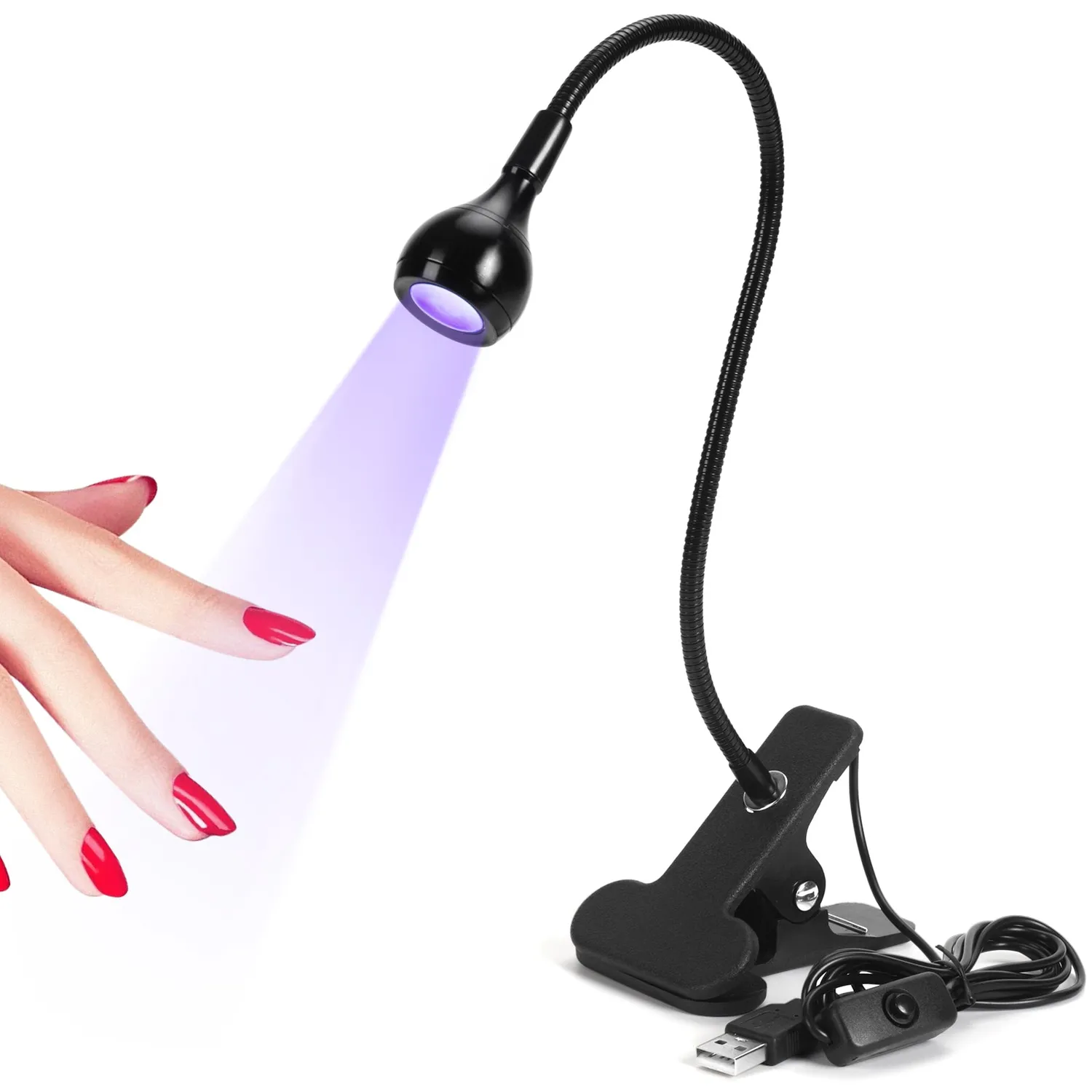 Saviland Lampada Unghie Mini USB UV LED Nera 3W Flessibile