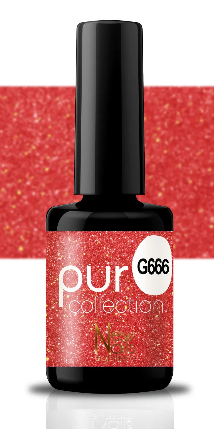New Nails System Secret Stars G666 smalto rosso glitter