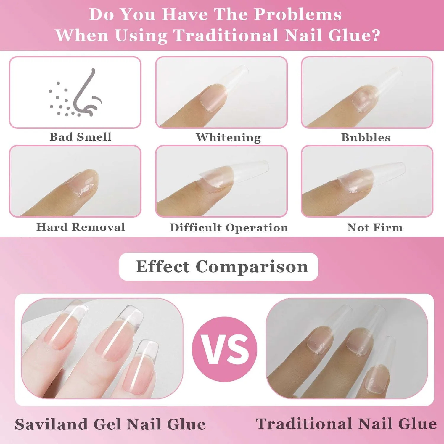Saviland Colla Gel Unghie 6in1 Trasparente 8ml