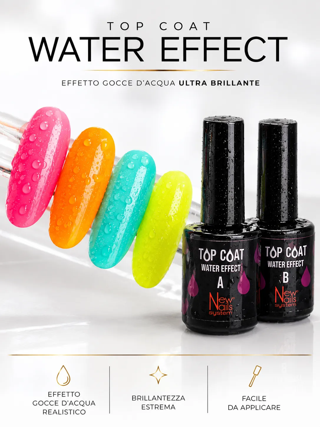 New Nails System Water Effect A+B top coat effetto gocce 3D