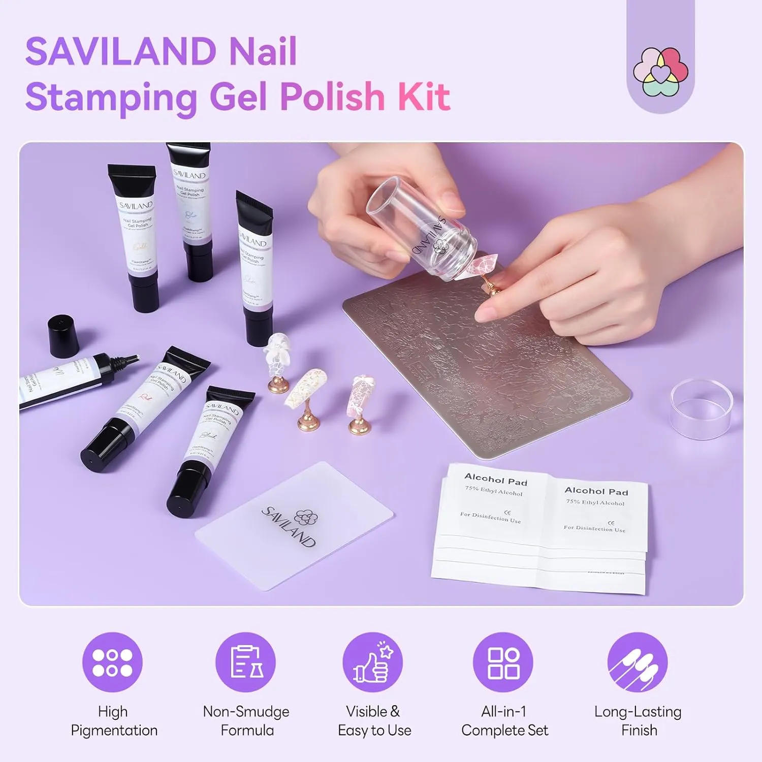 Saviland Stamping Kit 6 Smalti Gel + Timbro french