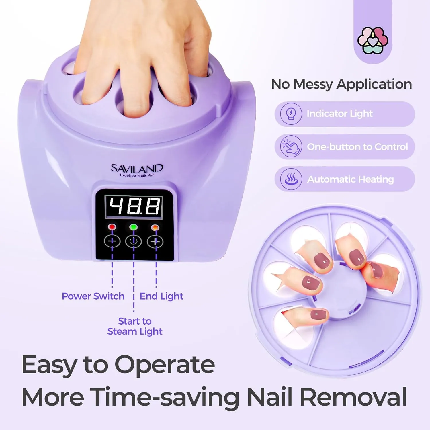 Saviland Steam Remover Smalto Gel Vapore 50°C con Vaschetta