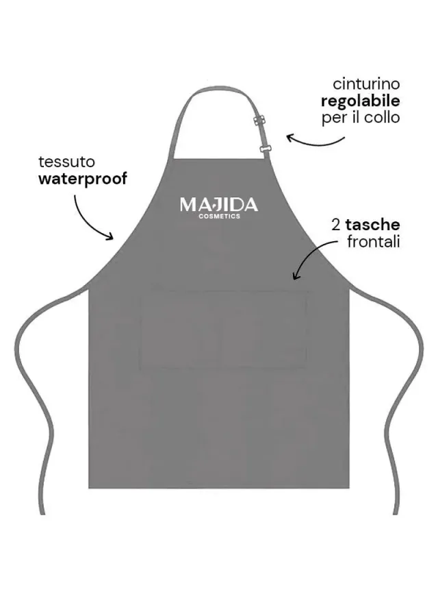 Majida Grembiule da Lavoro Grigio 67x78 cm Poliestere Lavabile