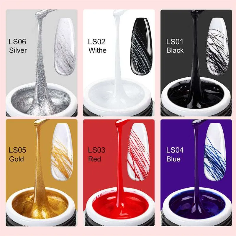 Saviland Spider Gel Nail Art 6 Colori Elastiche 6g