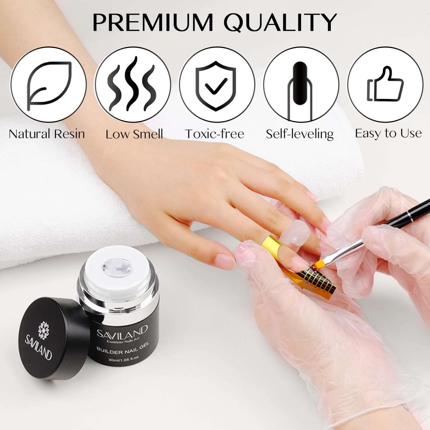 Saviland Builder Gel Kit Trasparente 30ml Allungamento Resistente