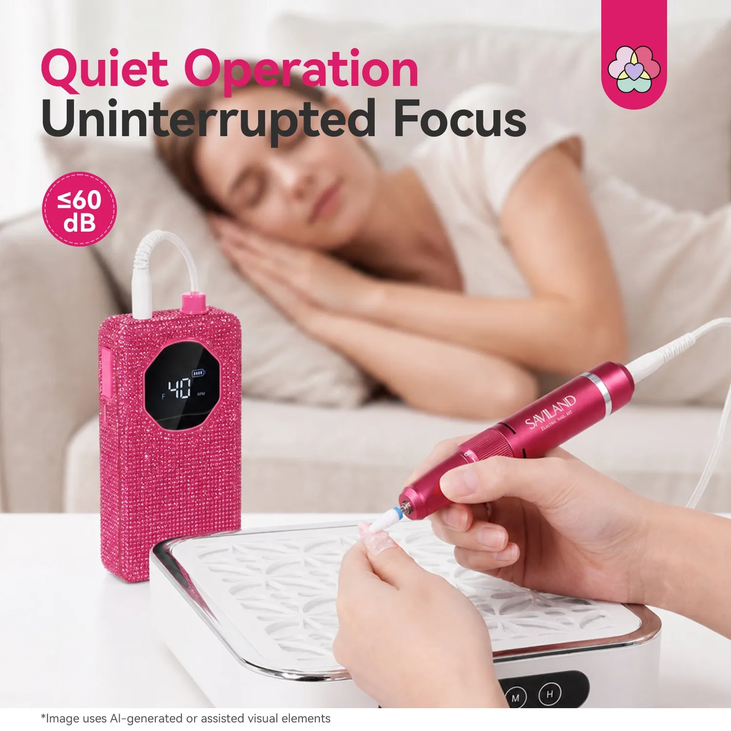 Saviland Barbie Pink Fresa Unghie 40000RPM display HD
