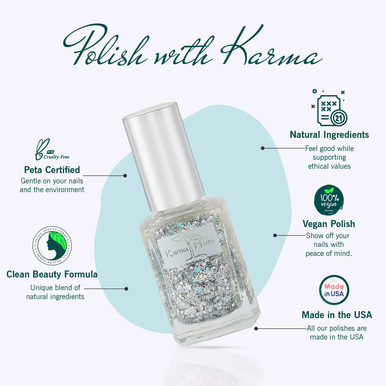 Karma Organic Glitter Bomb smalto unghie glitter uso professionale