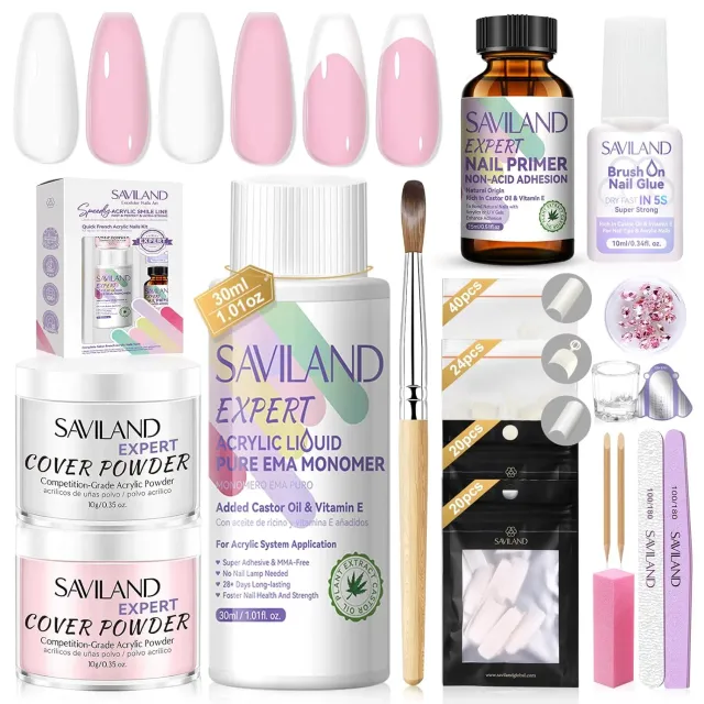 Saviland Kit Unghie Acriliche French Principianti Completo