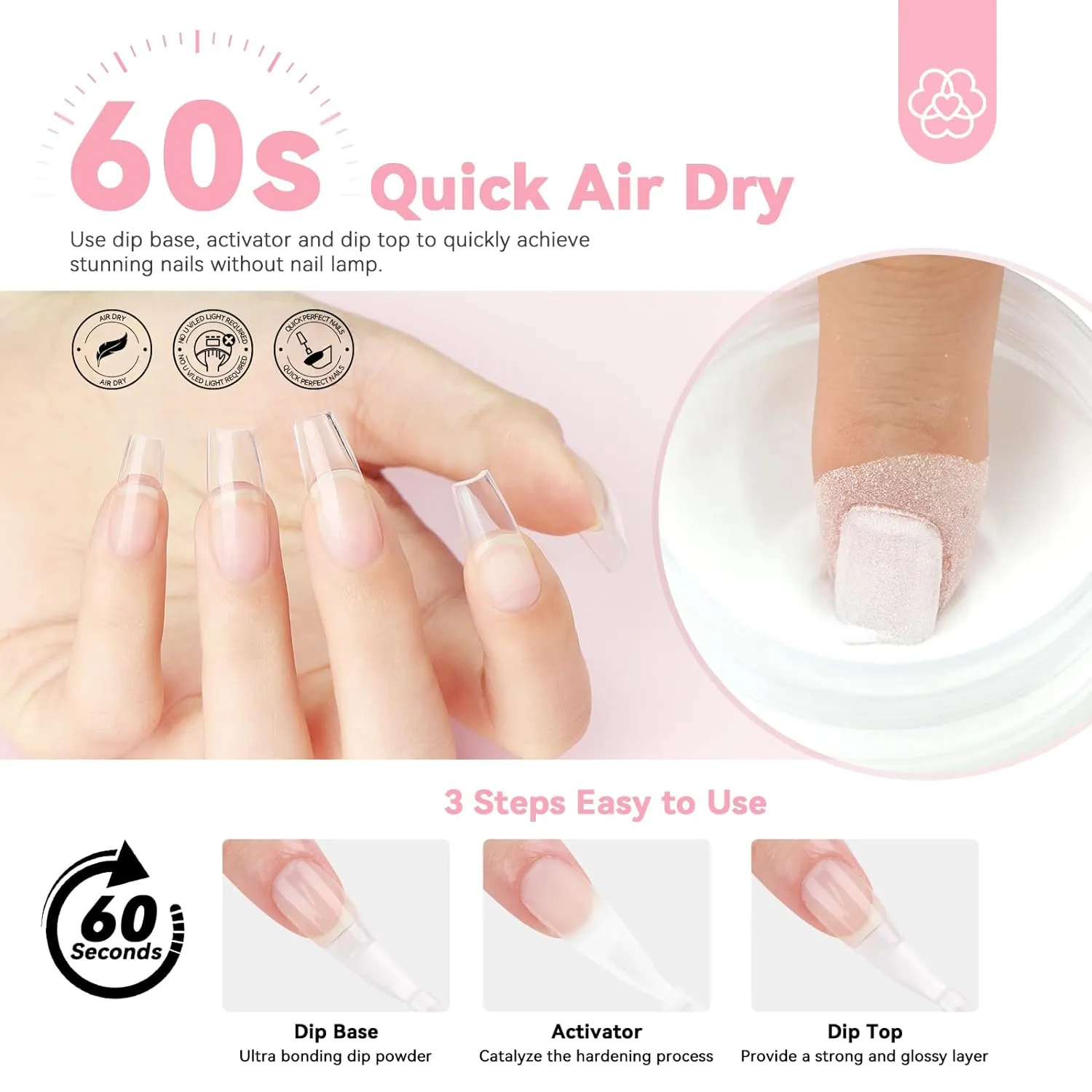 Saviland Clear Dip Powder Kit dip unghie 60g
