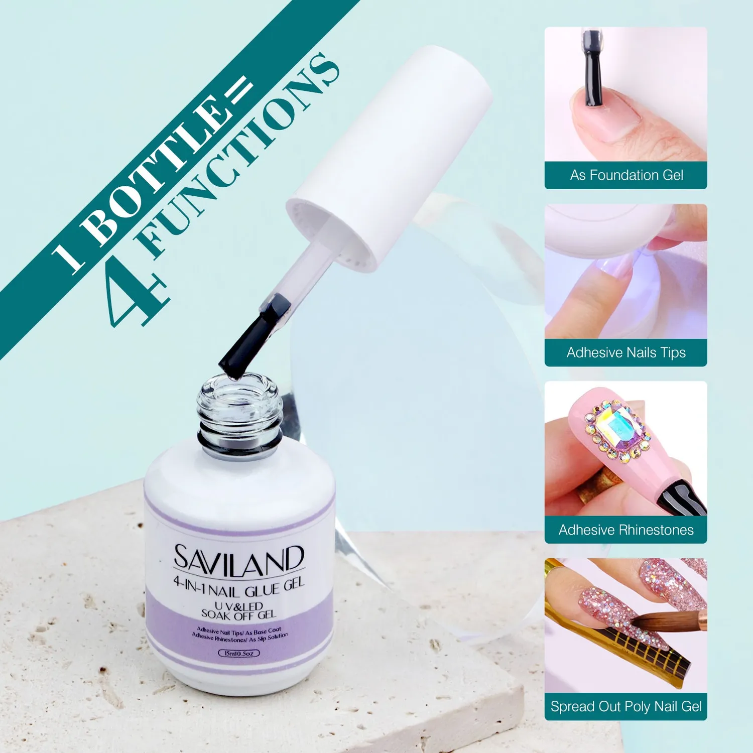 Saviland Kit Unghie Gel con Lampada 500 Tip Stiletto