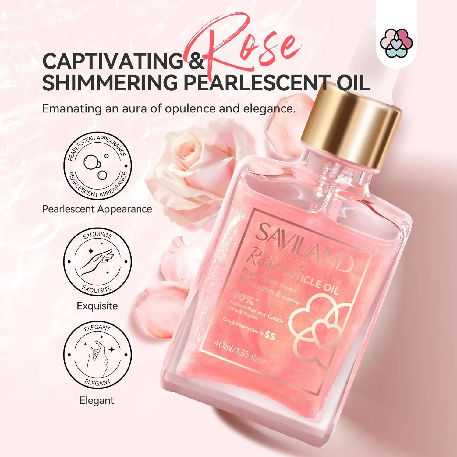 Saviland Rosehip olio cuticole vitamina E 40 ml rosa