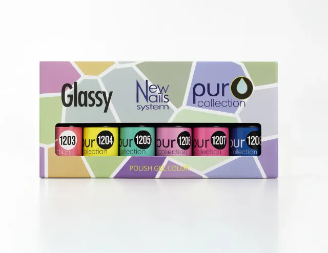 New Nails System Glassy set 6 smalti semipermanenti effetto vetro