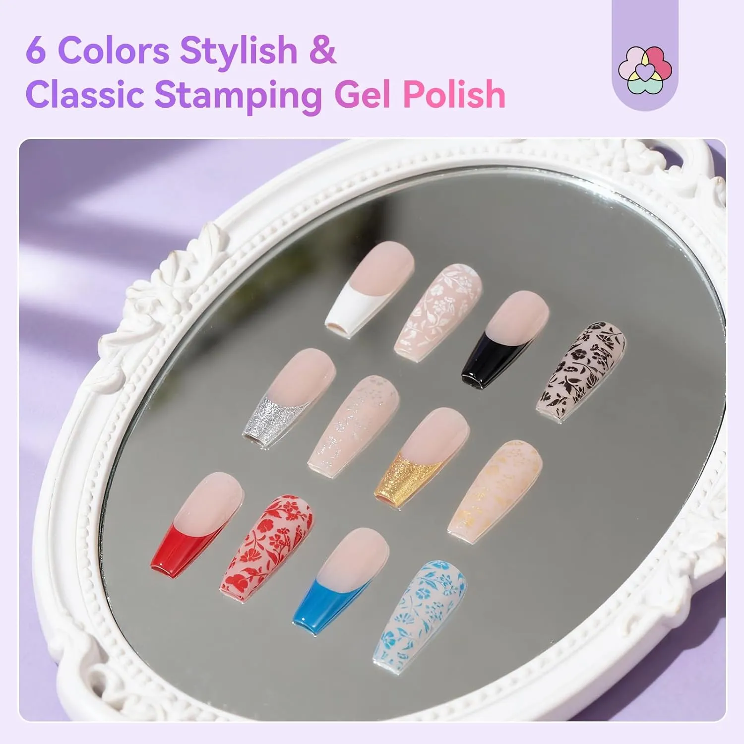 Saviland Stamping Kit 6 Smalti Gel + Timbro french