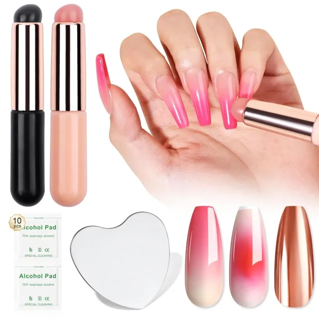 Saviland Ombre Set 2 Pennelli Silicone Nail Art sfumature precise