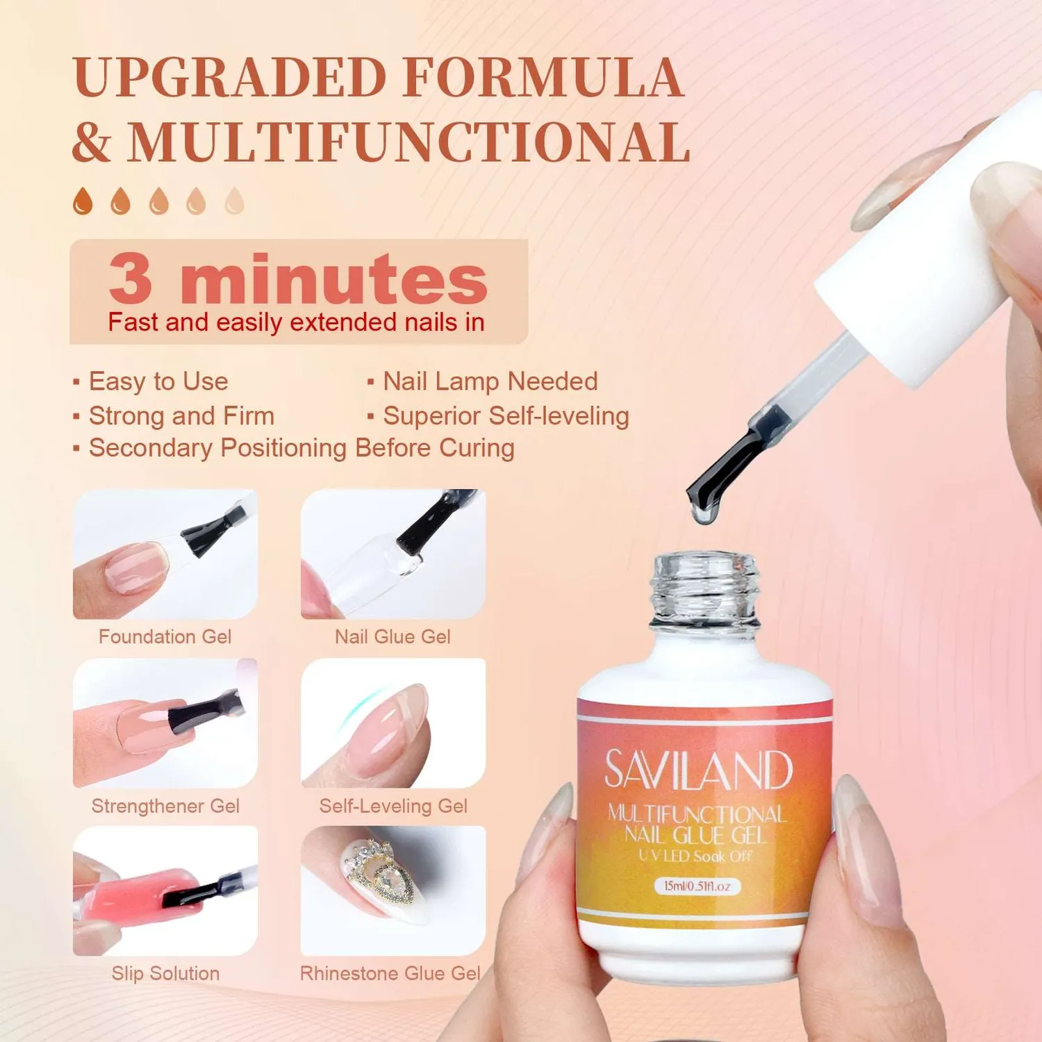 Saviland kit dehydrator primer colla gel 15 ml preparazione unghie