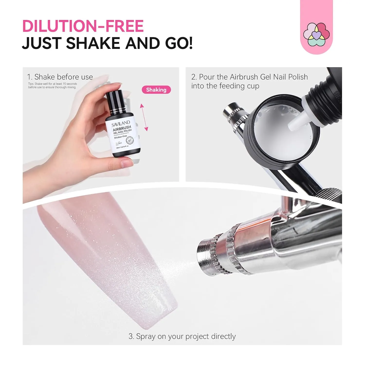 Saviland smalto gel airbrush bianco french e ombre