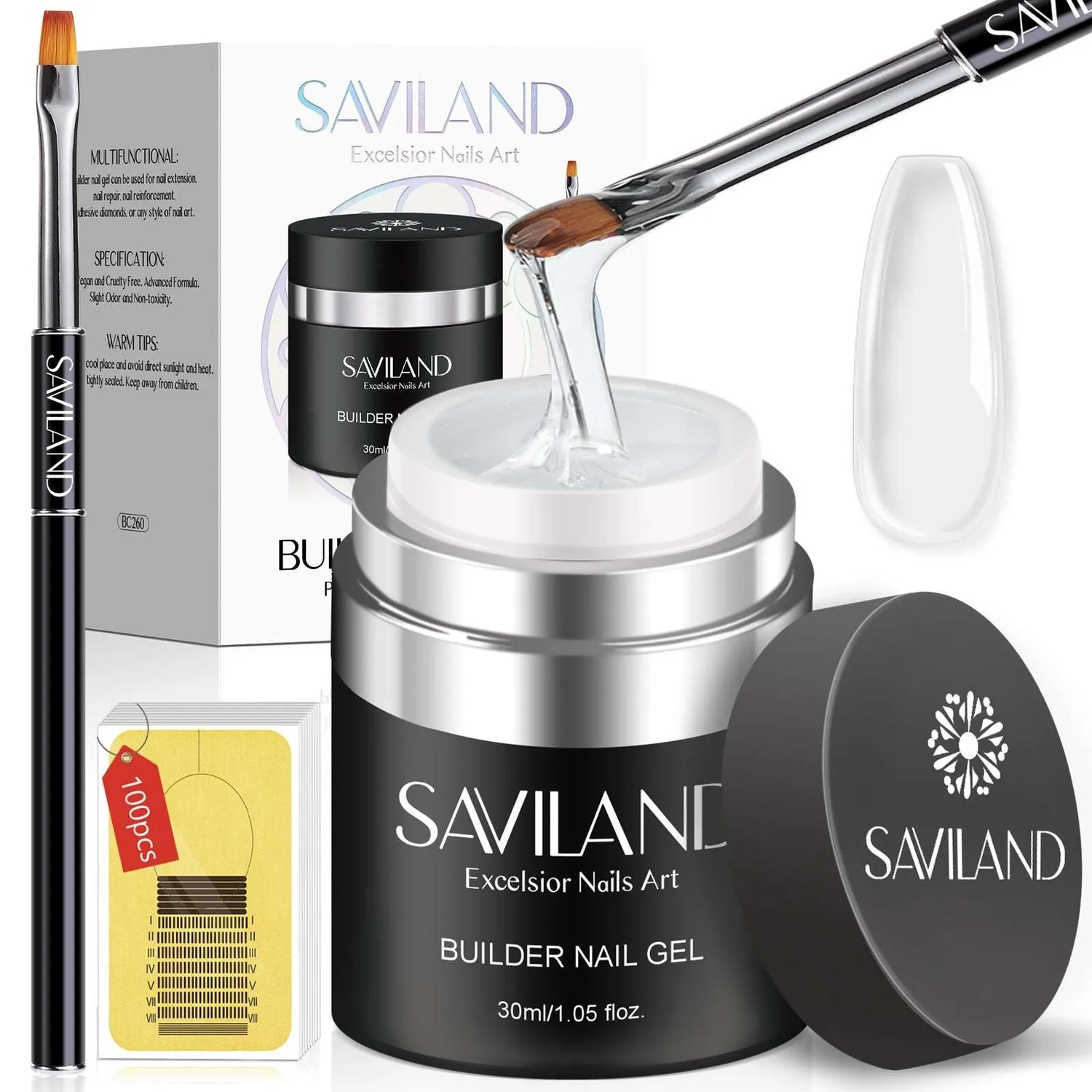 Saviland Builder Gel Kit Trasparente 30ml Allungamento Resistente