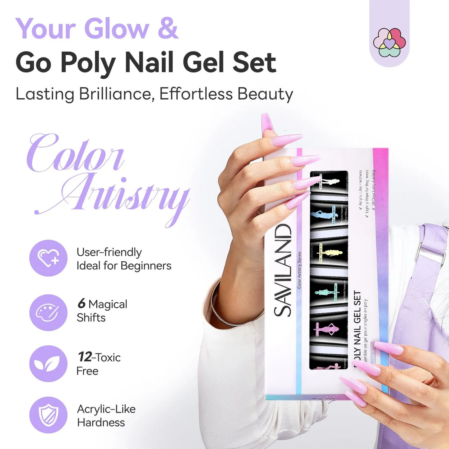 Saviland Pastel Shimmer kit polygel 6 colori shimmer