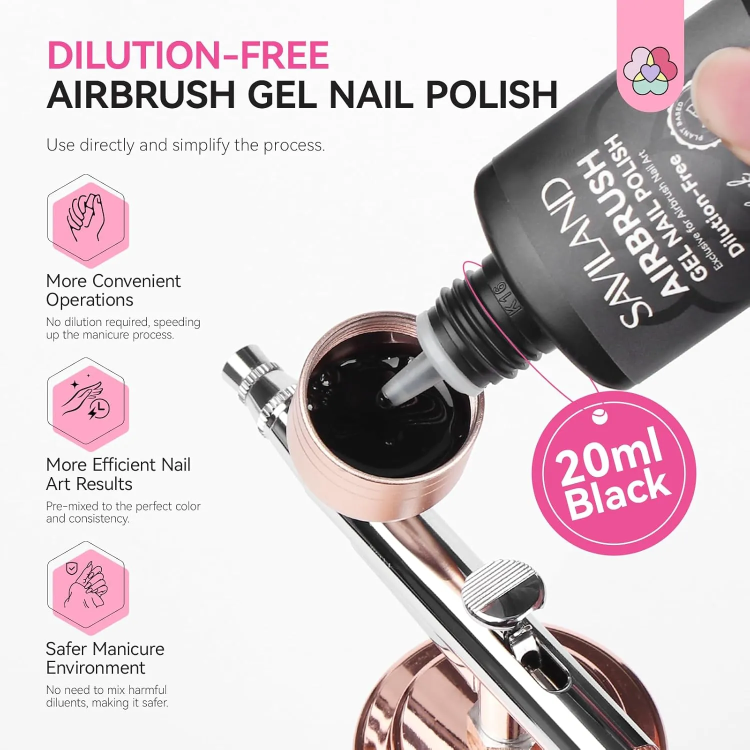 Saviland Airbrush Smalto Gel Nero Coprente