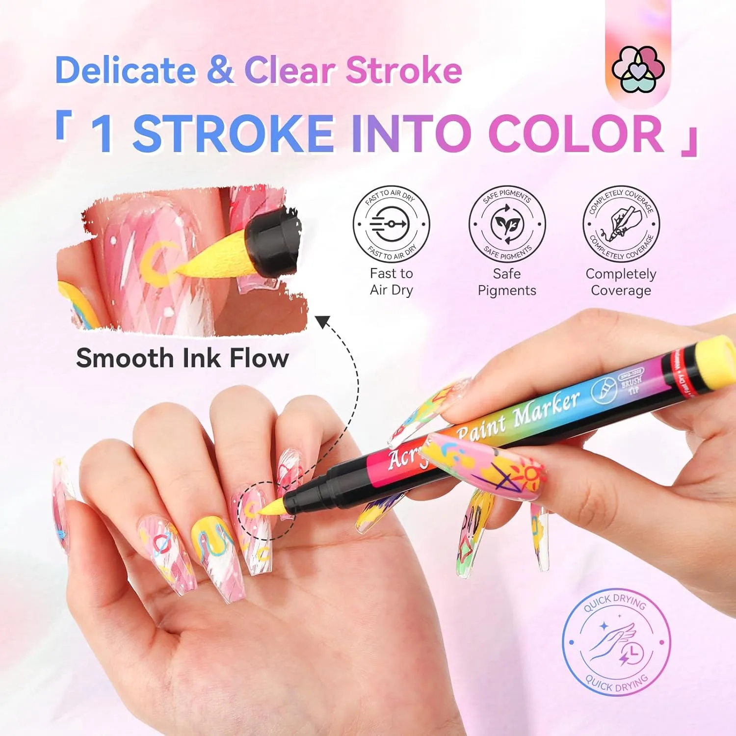 Saviland Penne Nail Art Asciugatura Rapida 12 Colori all’Acqua