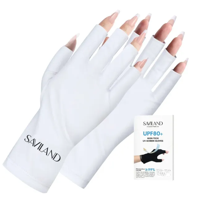Saviland Guanti UV Unghie Bianchi UPF200+ Morbidi