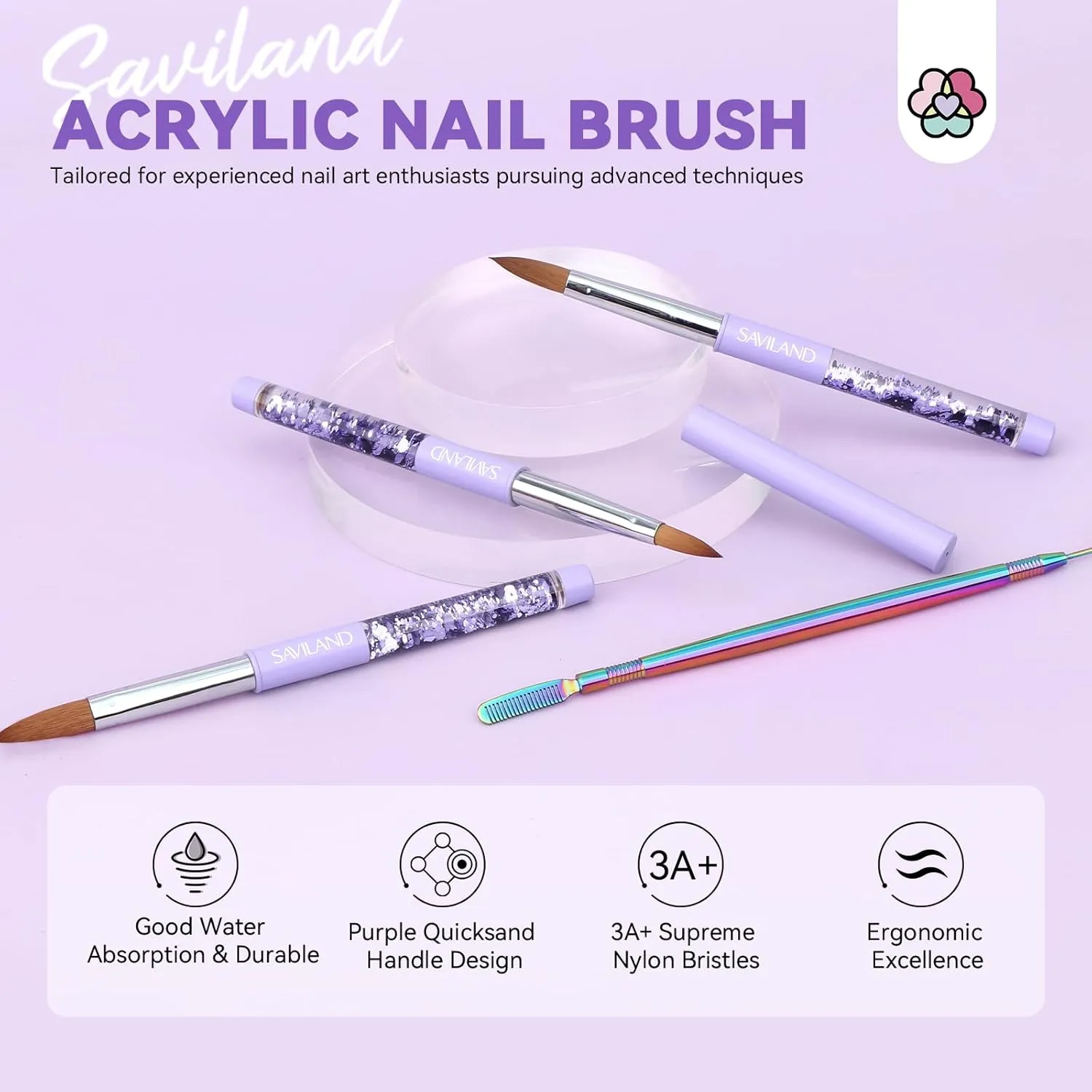 Saviland Kolinsky set pennelli acrilico 6 10 14