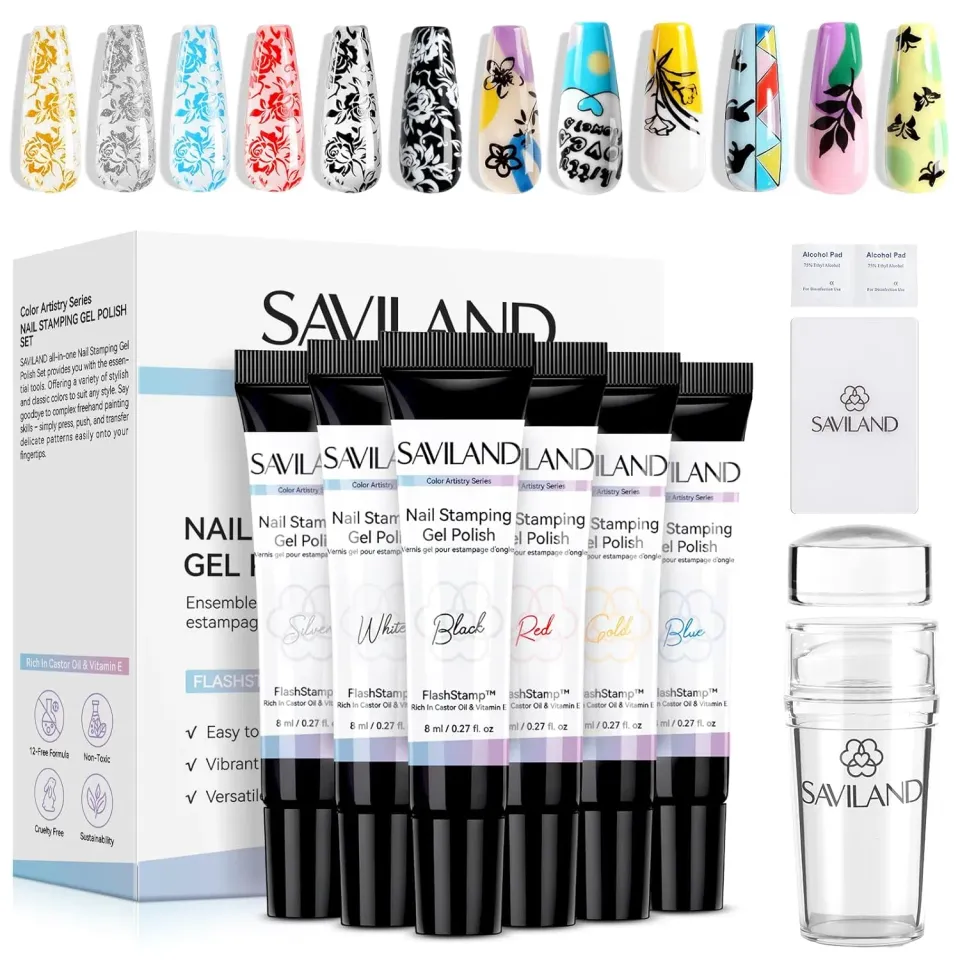 Saviland Stamping Kit 6 Smalti Gel + Timbro french