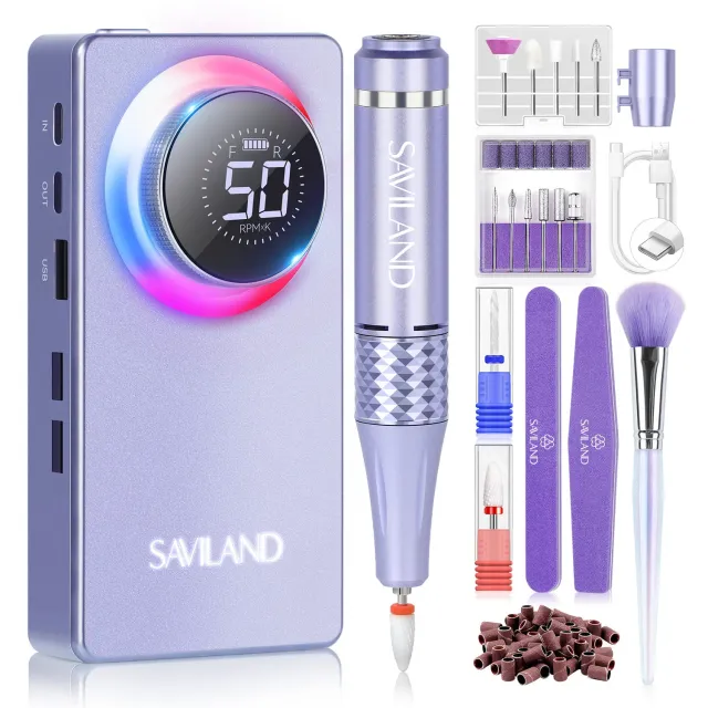 Saviland 50000RPM fresa unghie elettrica ricaricabile 6000mAh