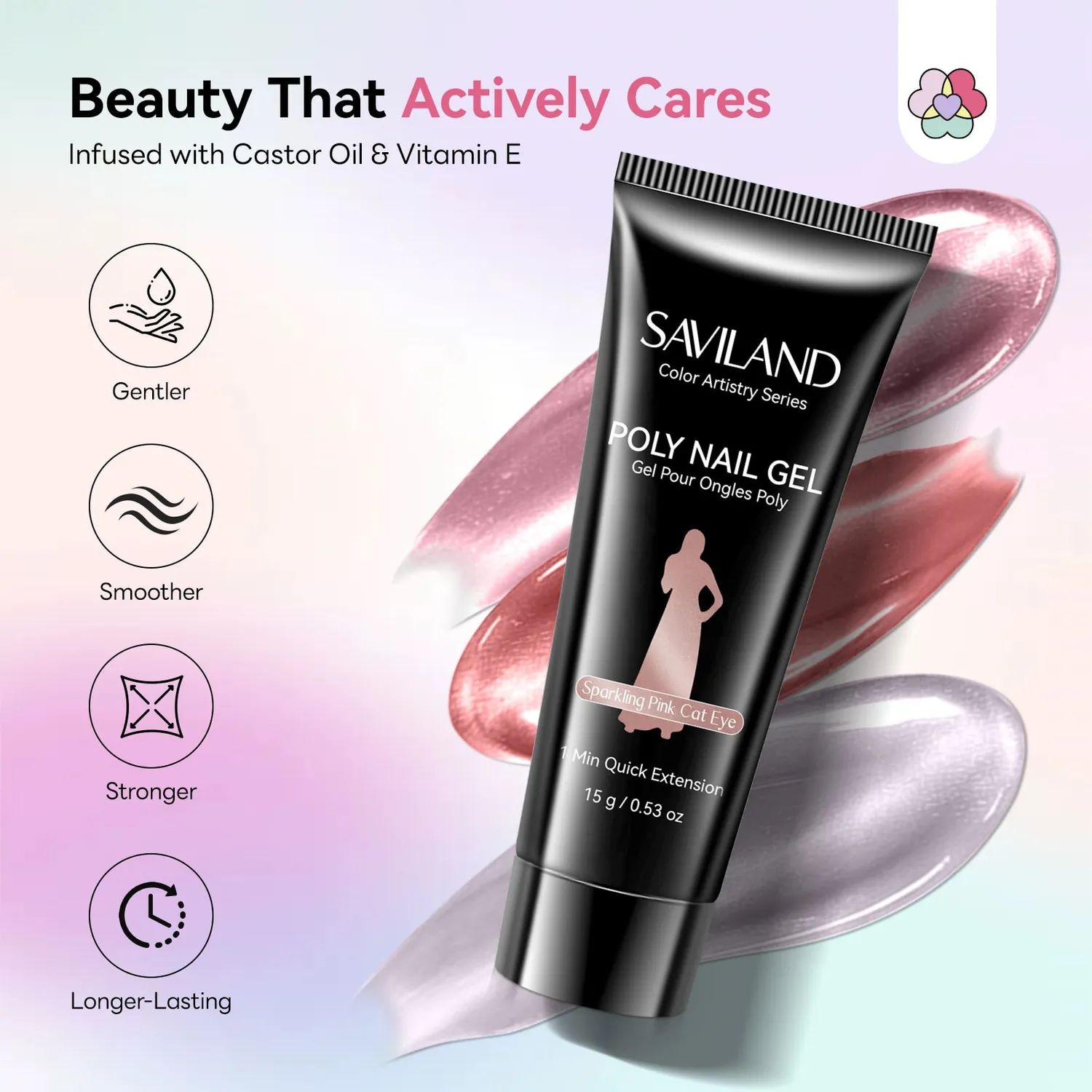 Saviland Cat Eye Kit Polygel 15 Colori Viola con Lampada 88W