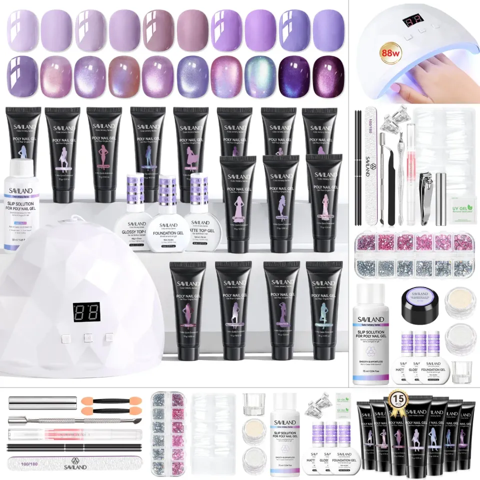 Saviland Pink Peach Kit Polygel 15 Colori effetto cat eye