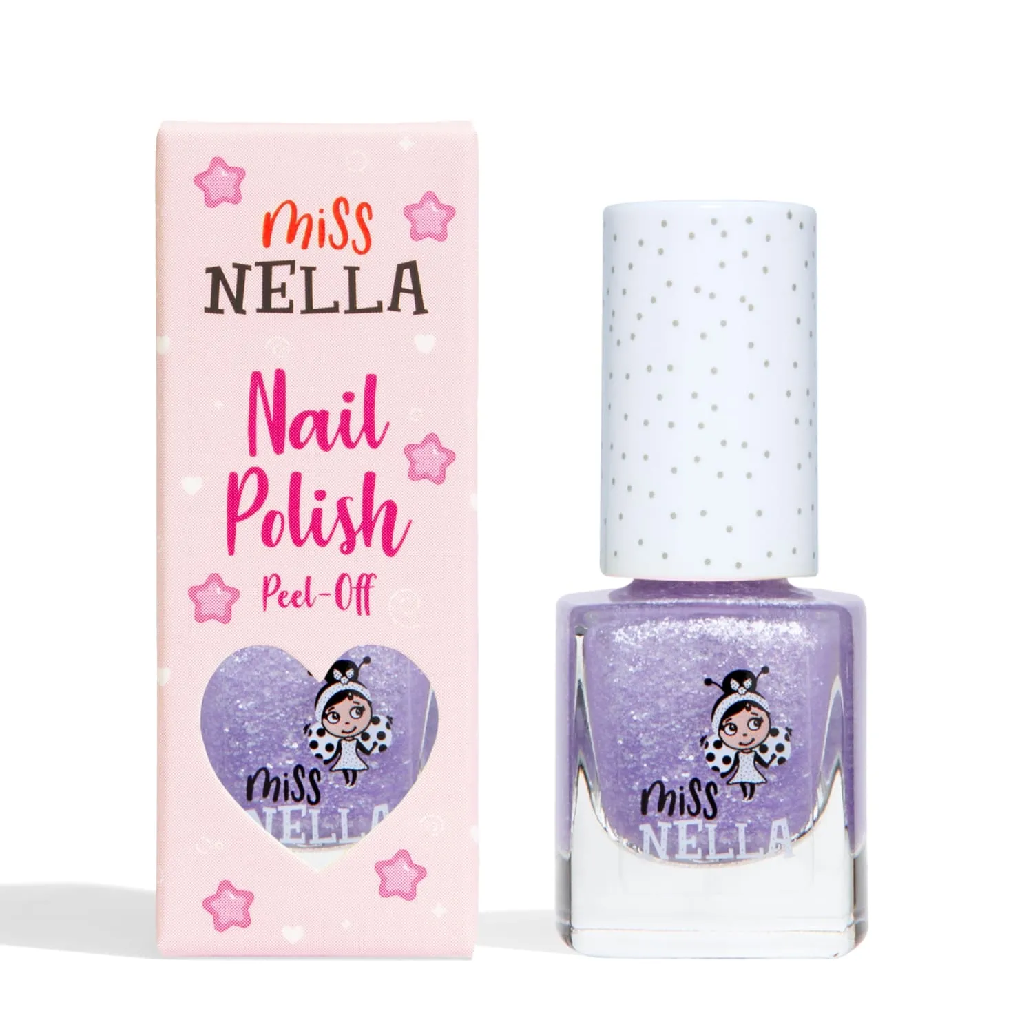Miss Nella Sparkly Zebra smalto peel off lilla glitter coprente