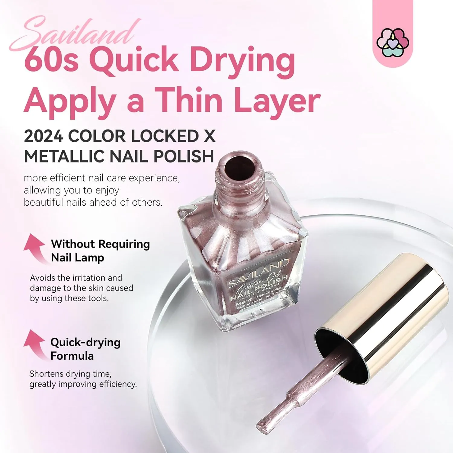 Saviland Smalto Rose Gold Effetto Specchio Asciugatura Rapida