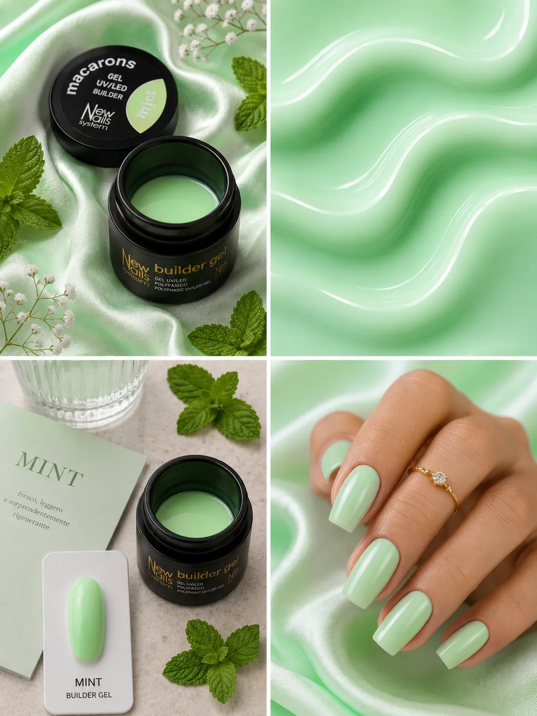 New Nails System Mint Macarons gel costruttore menta 25 g