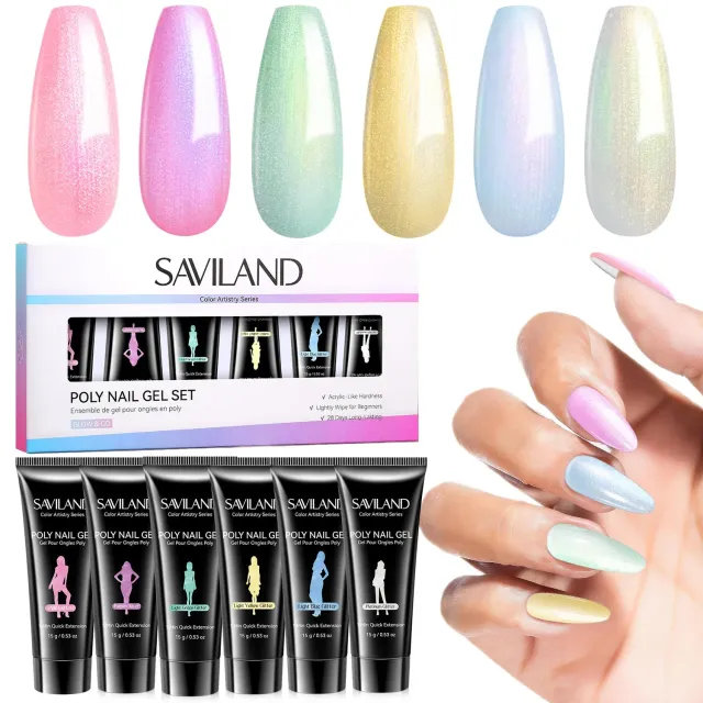 Saviland Pastel Shimmer kit polygel 6 colori shimmer