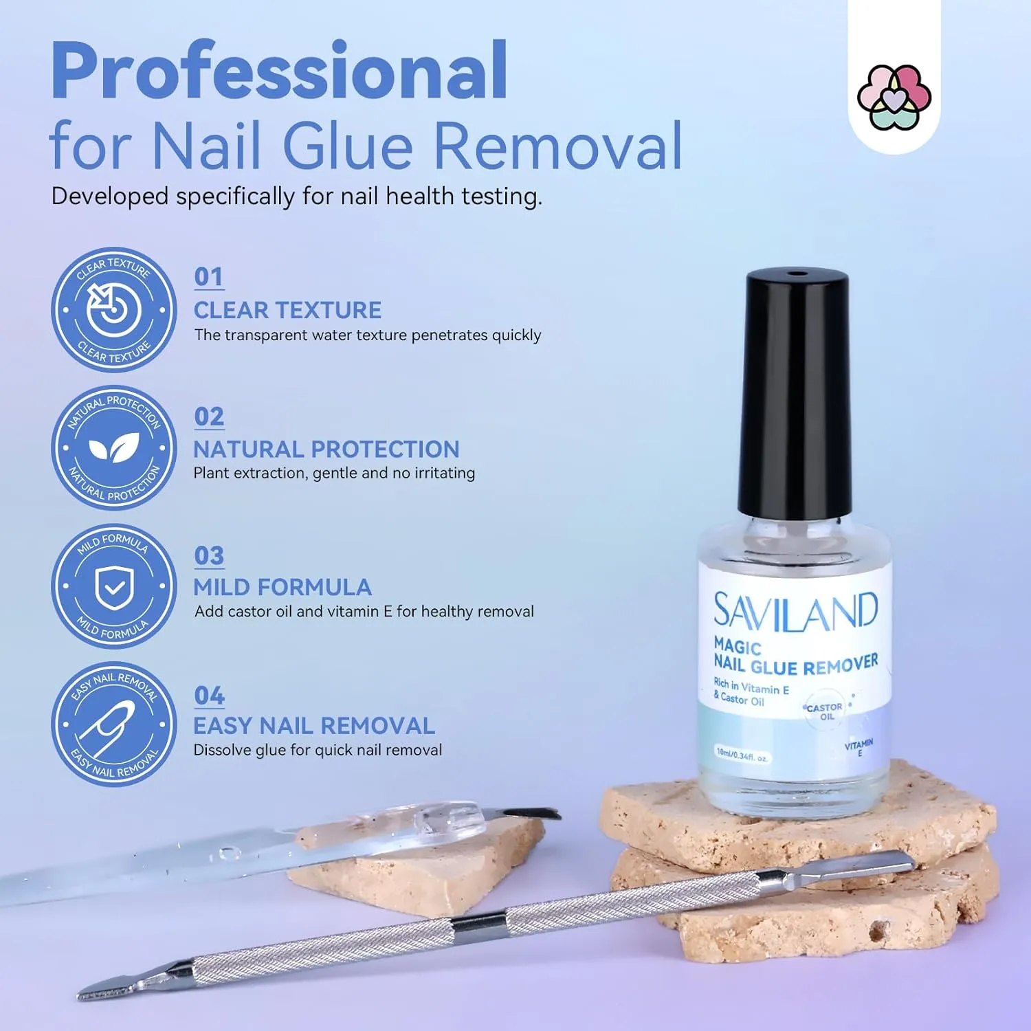 Saviland Remover Colla Unghie Rapido con Attrezzi