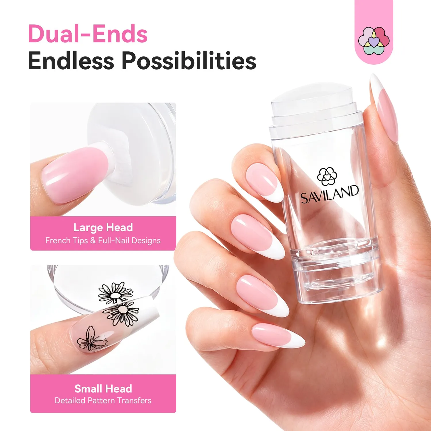 Saviland French Tip timbro unghie silicone 7 pezzi