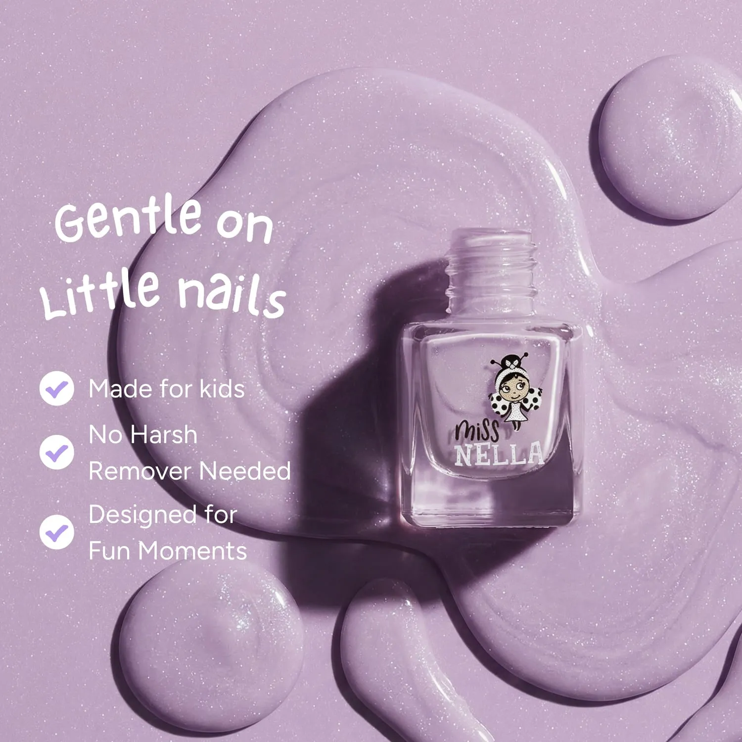 Miss Nella Butterfly Wings smalto peel off lilla glitter
