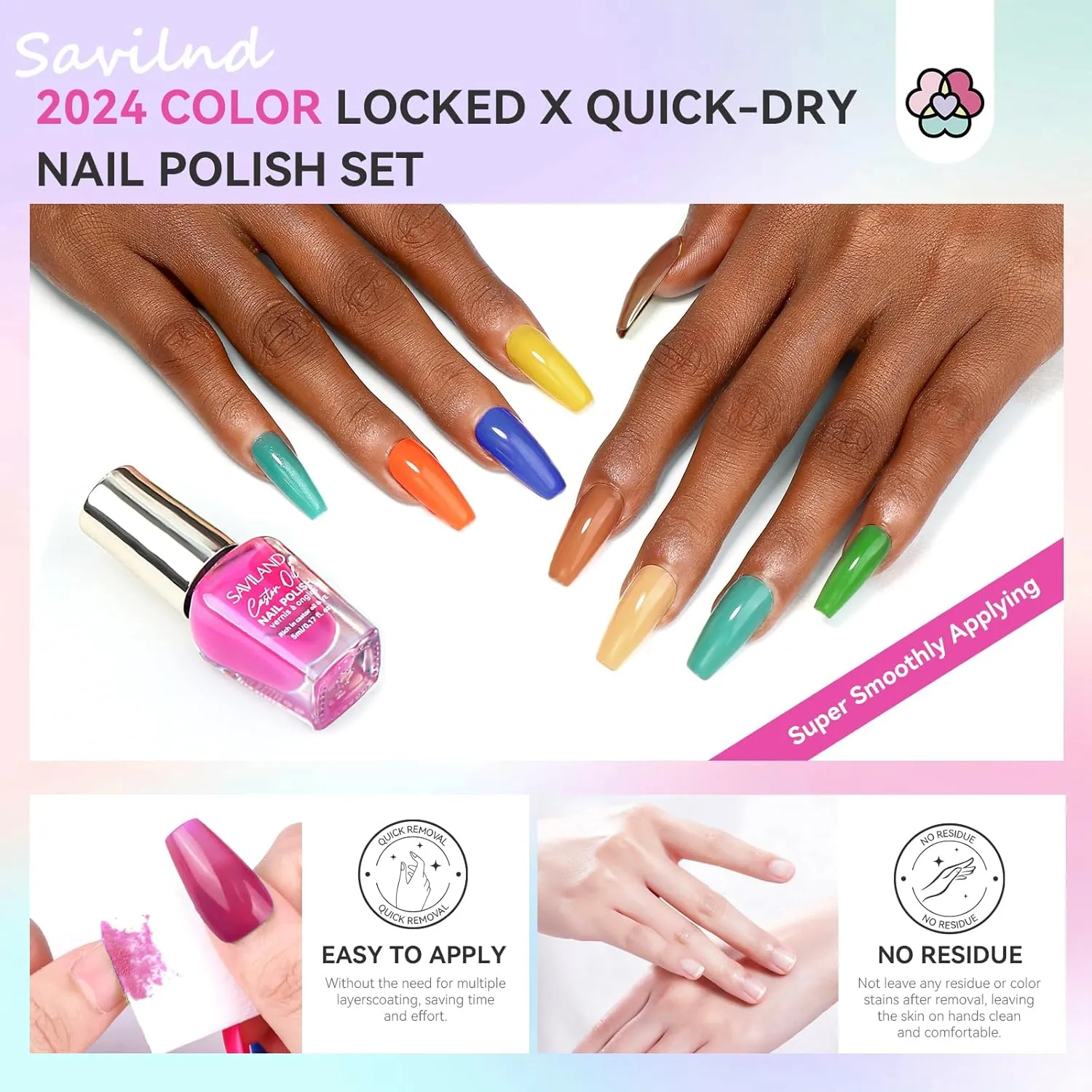 Saviland Set Smalti Unghie 39 Pezzi 36 Colori Base e Top Coat