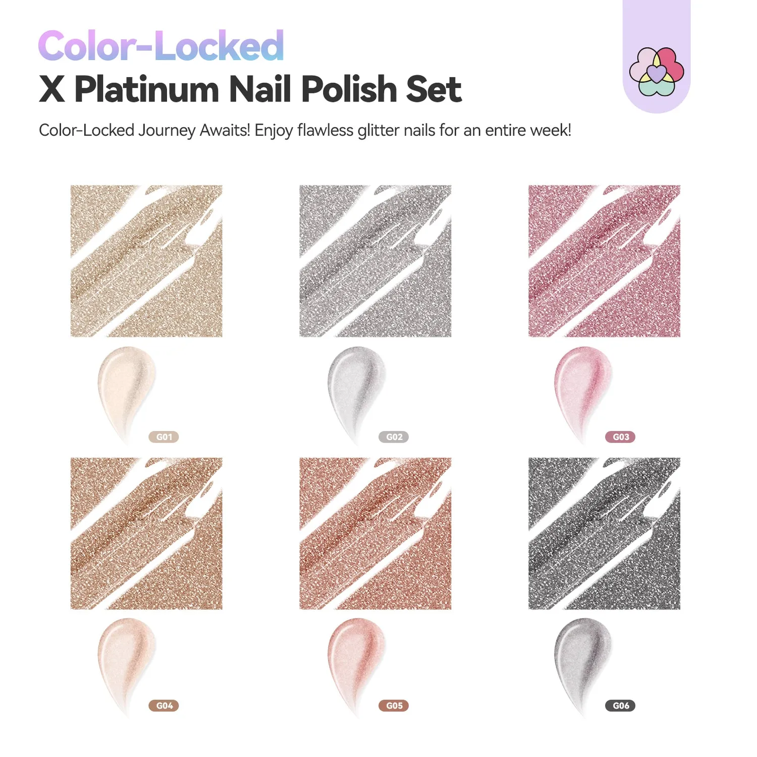 Saviland Set Smalto Glitter 6 Colori Olografico Coprente 7 Giorni