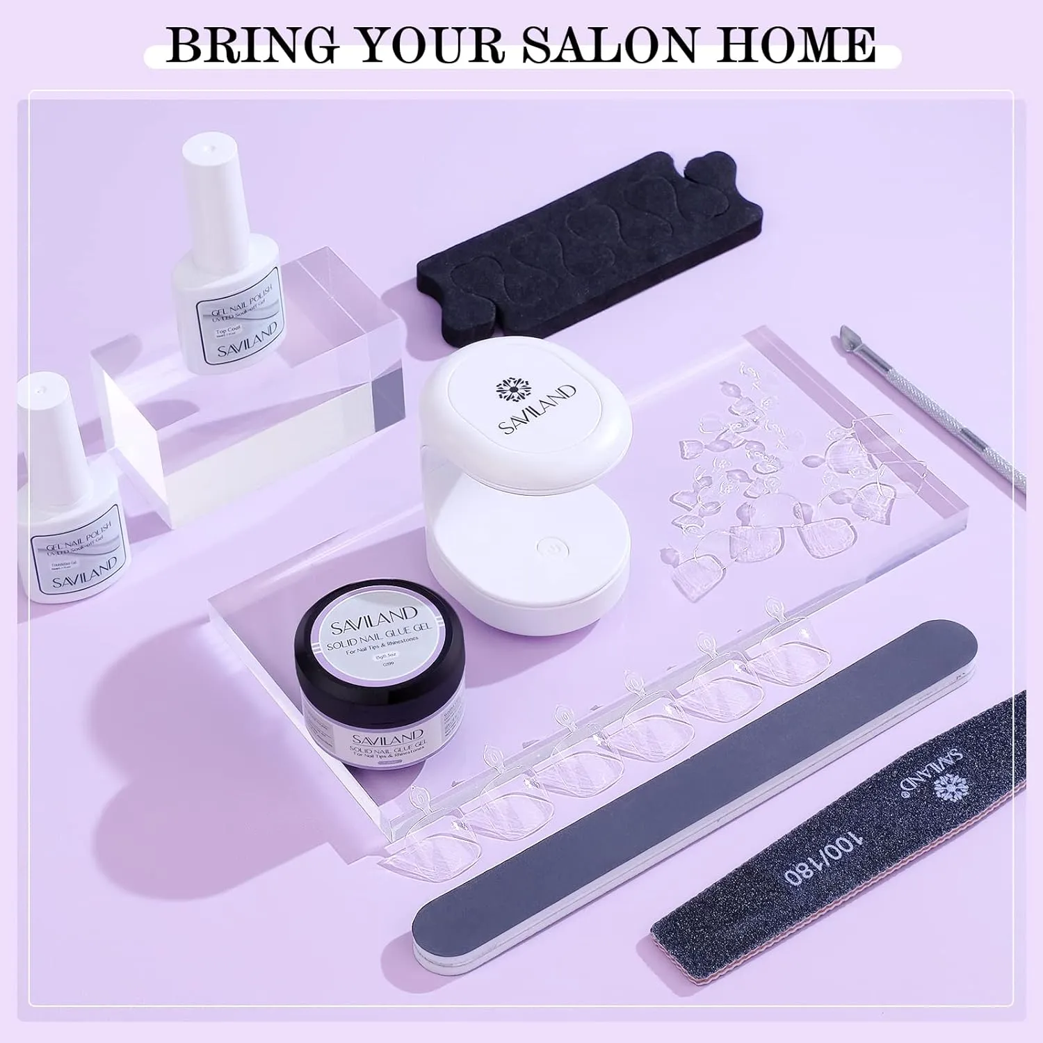 Saviland Clear kit unghie piedi trasparenti 500 pz extension