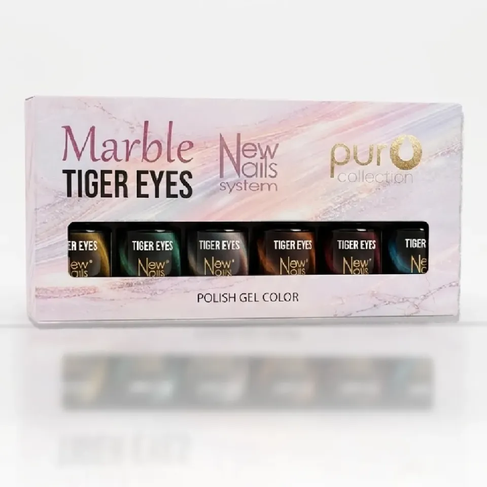 New Nails System Marble Tiger Eye smalto semipermanente set 6x5 ml nude