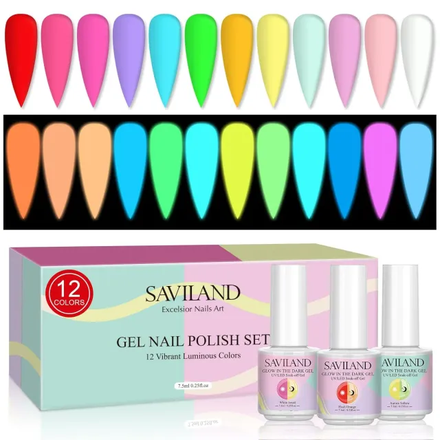 Saviland Glow Gel Smalto 12x7,5ml Fluorescente Notte