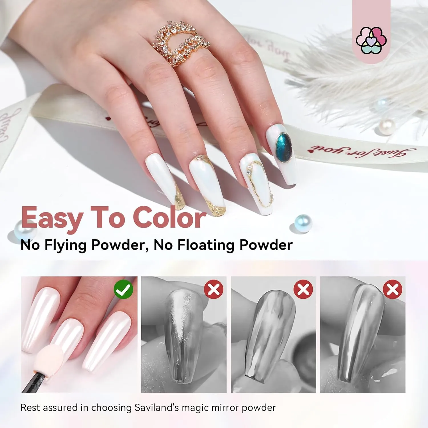 Saviland polvere chrome perla bianca 1 g effetto specchio