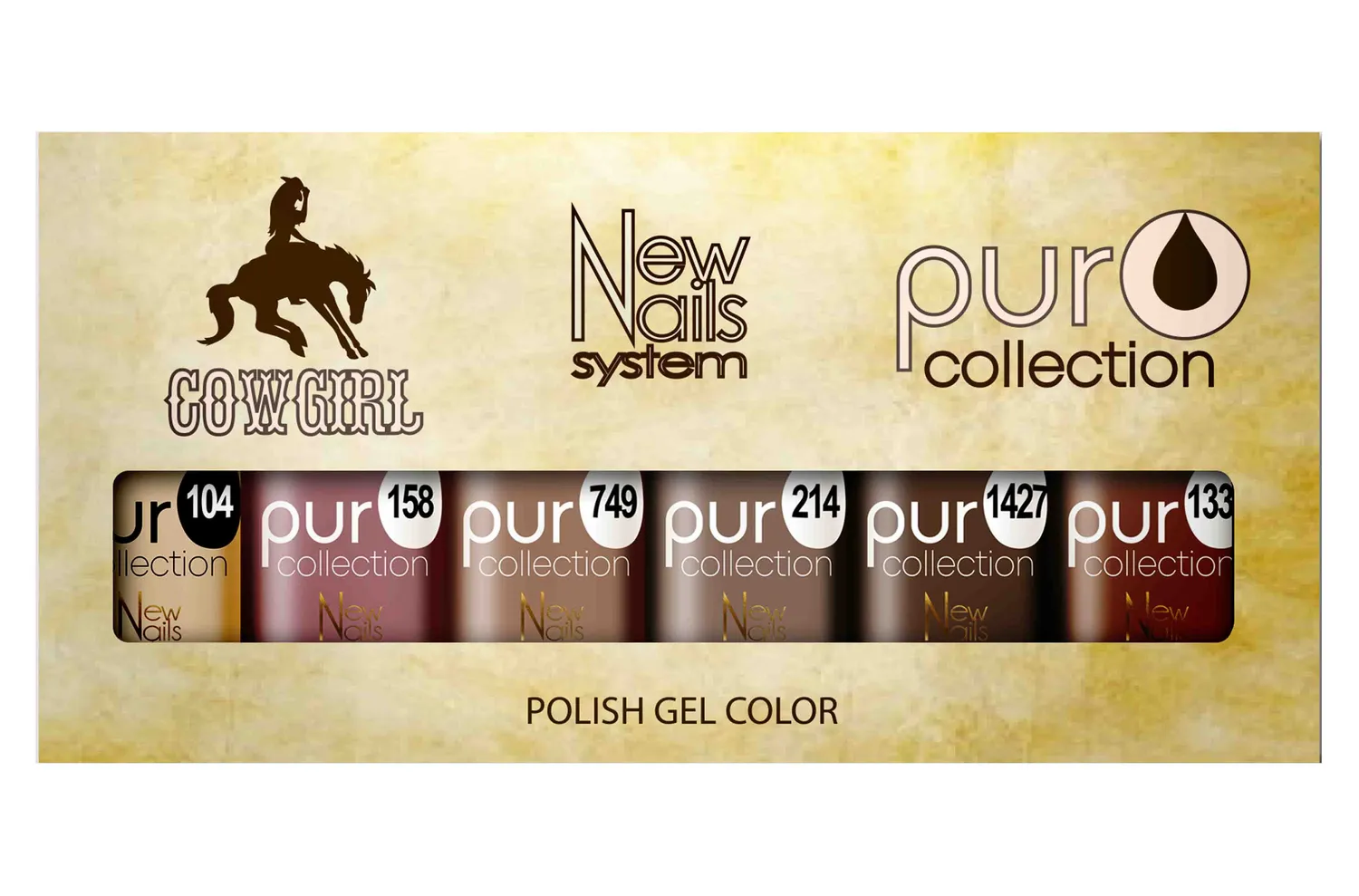 New Nails System Cowgirl set 6 smalti semipermanenti marroni