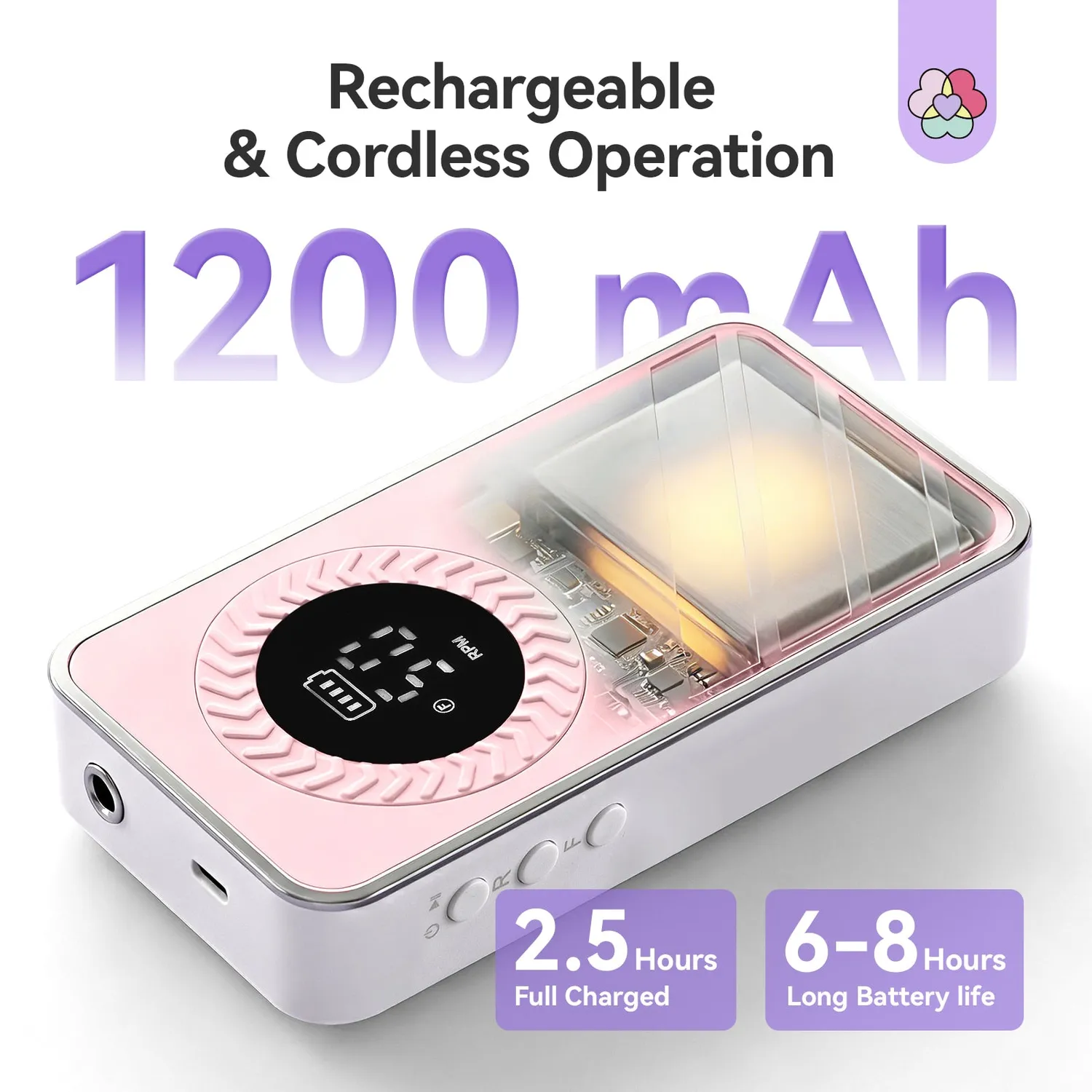 Saviland Fresa Unghie 50000 RPM Rosa Cordless Silenziosa