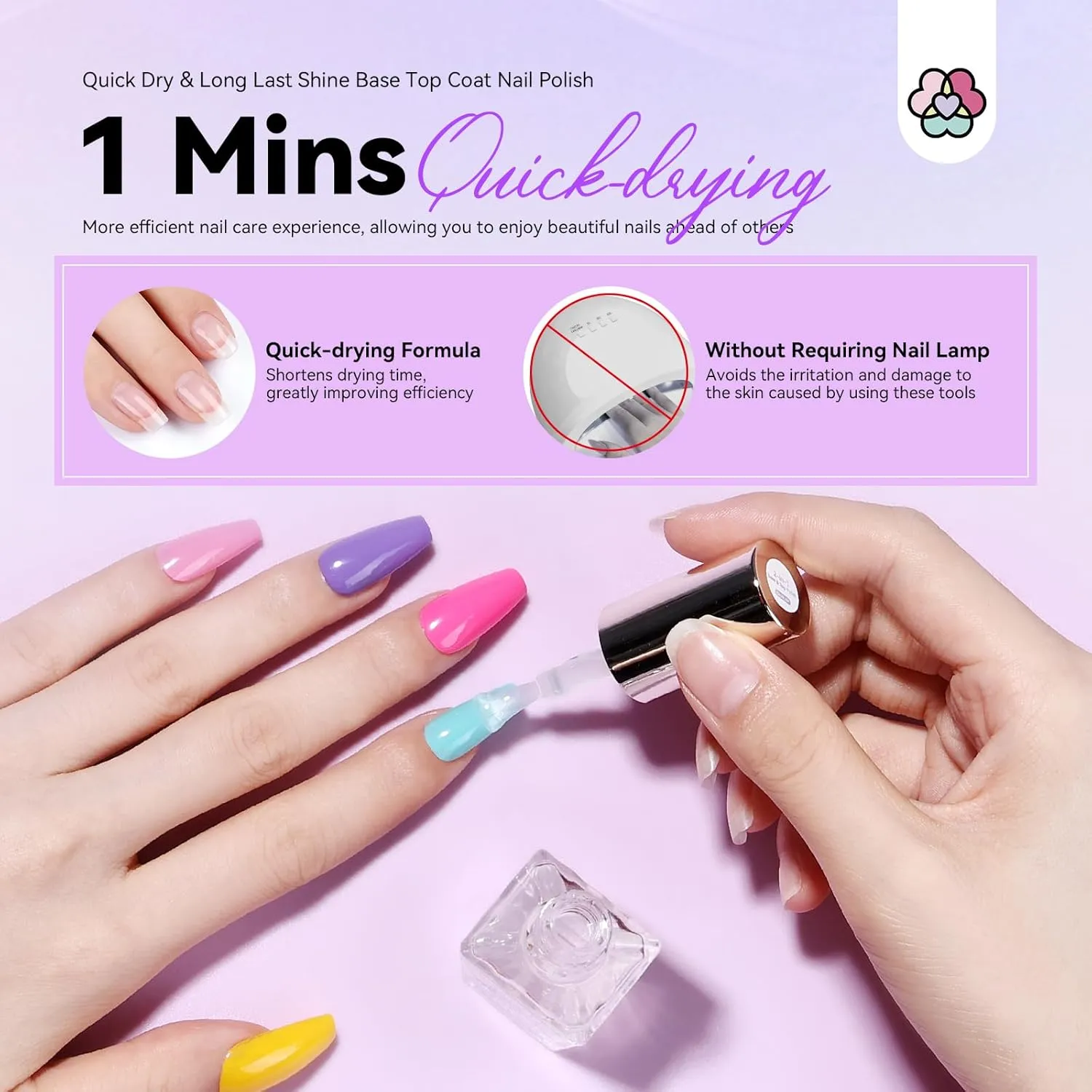 Saviland 2 in 1 Base Top Coat smalto asciugatura rapida
