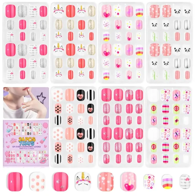 Saviland Press On Nails Bambina 168pz Fantasie Colorate Riutilizzabili