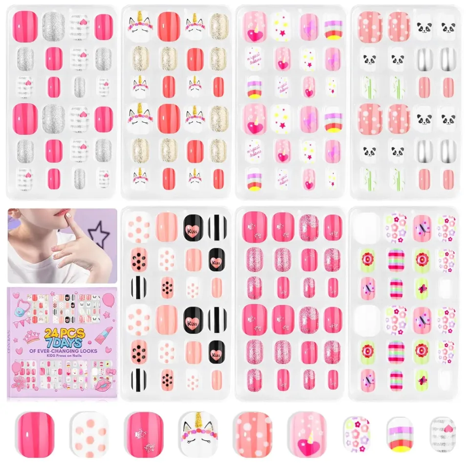 Saviland Press On Nails Bambina 168pz Fantasie Colorate Riutilizzabili