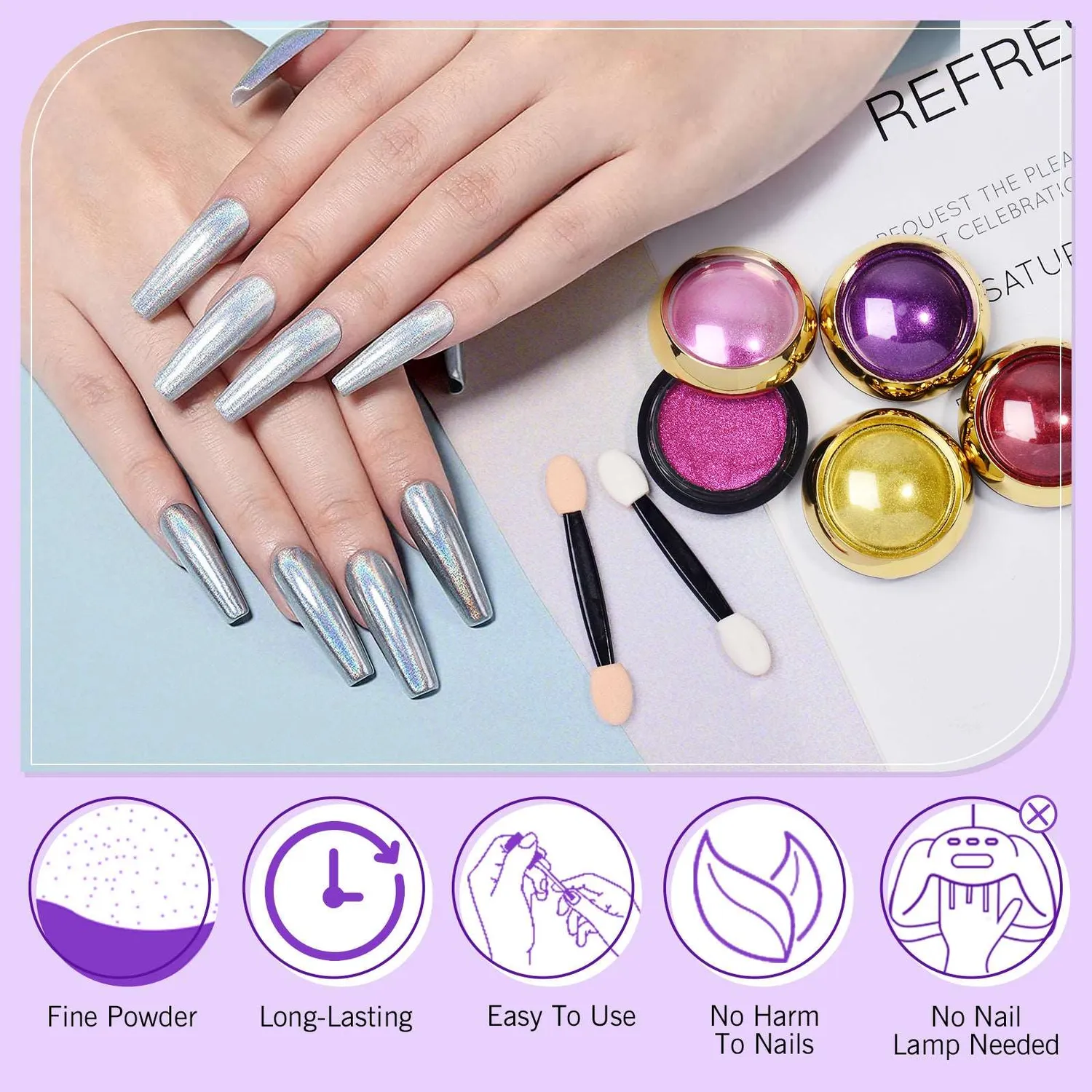 Saviland Chrome set polveri specchio 24 colori 0,3 g