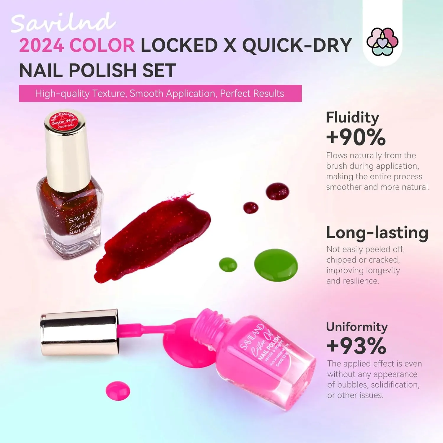 Saviland Set Smalti Unghie 39 Pezzi 36 Colori Base e Top Coat